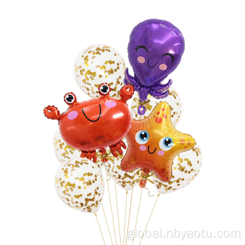 Happy Anniversary Foil Balloon star fish Octopus dolphin crab Foil Balloons Supplier
